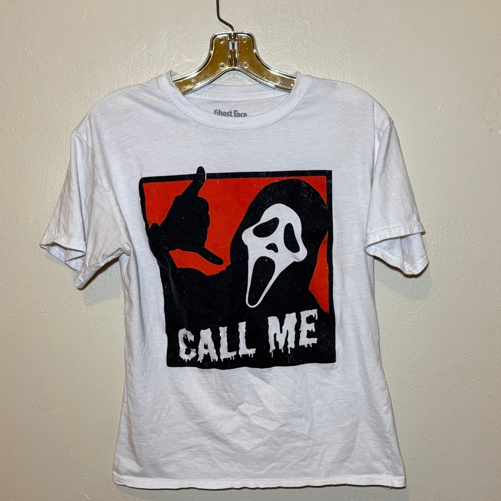 Ghost Face The Icon of Halloween Tee - White with Black Print